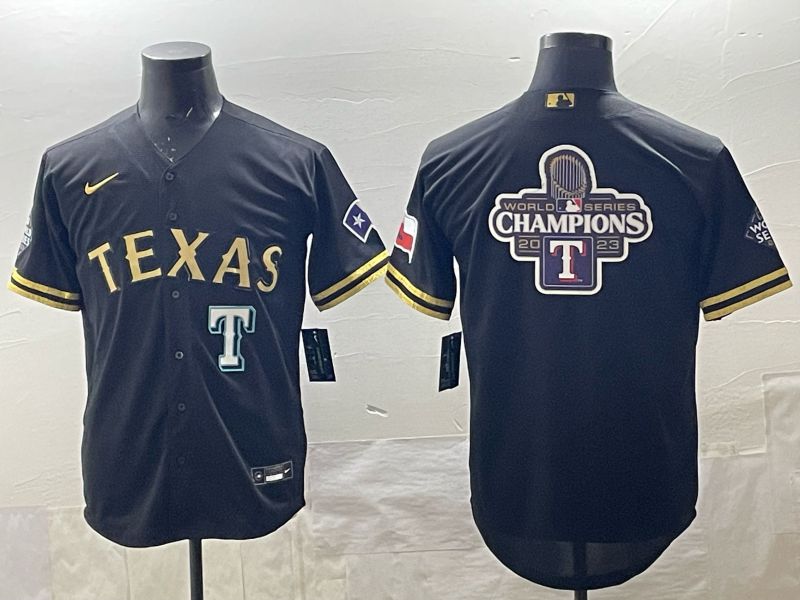 Men 2025 Texas Rangers Blank Black Game Nike MLB Jersey style 012